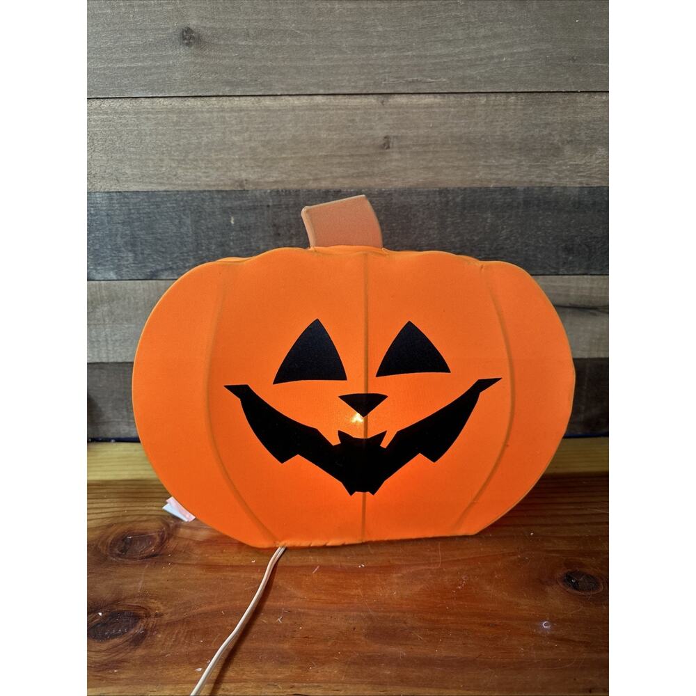 Trendmasters 1999 Fabric Halloween Jack-O-Lantern Pumpkin Electric Light Up